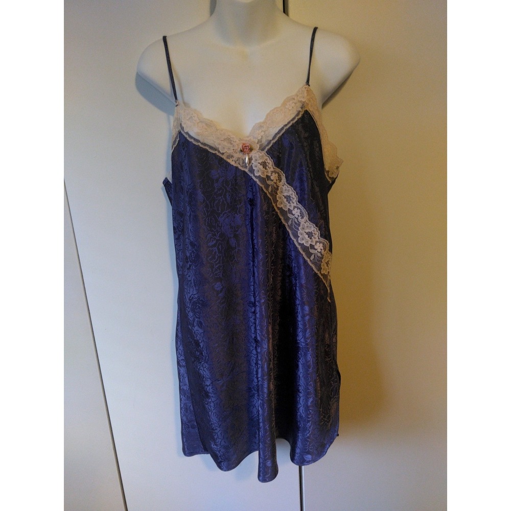 Womens Y2K  Satin Slip  Top Size M Lace Trim Fairy Coquette Feminine